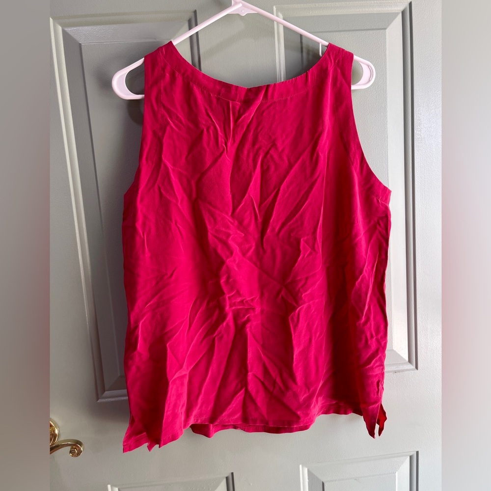 Saddlebred 100% silk sleeveless blouse in Barbie Hot Pink Large